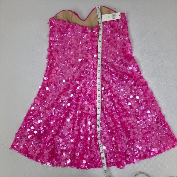HELSI Fuchsia Pink Strapless Mimi Mini Sequin Dress Sz XS NWT - Picture 7 of 10